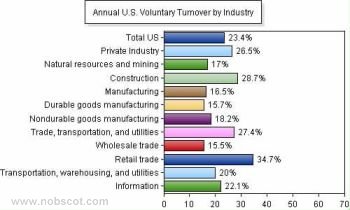 Employee Turnover Rates - Voluntary by Industry (Sep/05 - Aug/06)